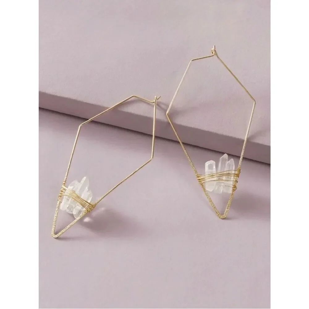 Wireframe Crystal Hoop Earrings #2489
